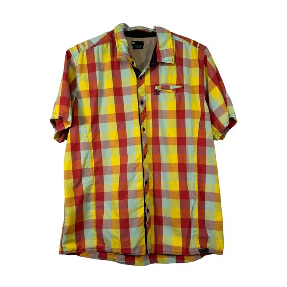 DC Mens XXL Plaid Button-Up Short Sleeve Shirt - Multi-Color - Picture 1 of 4